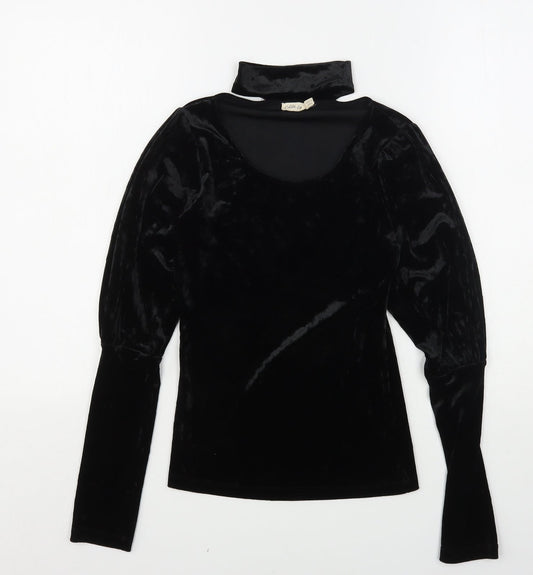 Chloe & Kate Womens Black  Polyester Basic Blouse Size S Round Neck