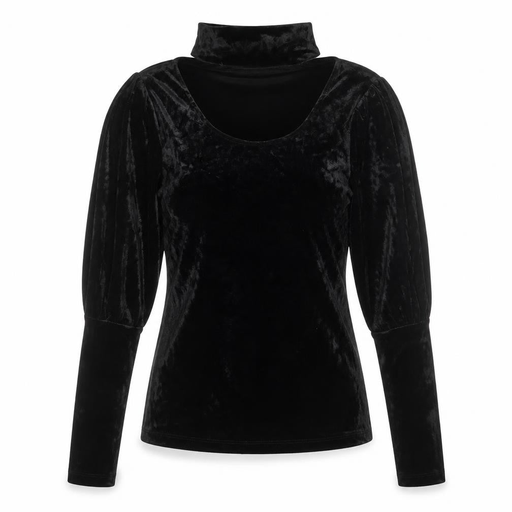 Chloe & Kate Womens Black  Polyester Basic Blouse Size S Round Neck