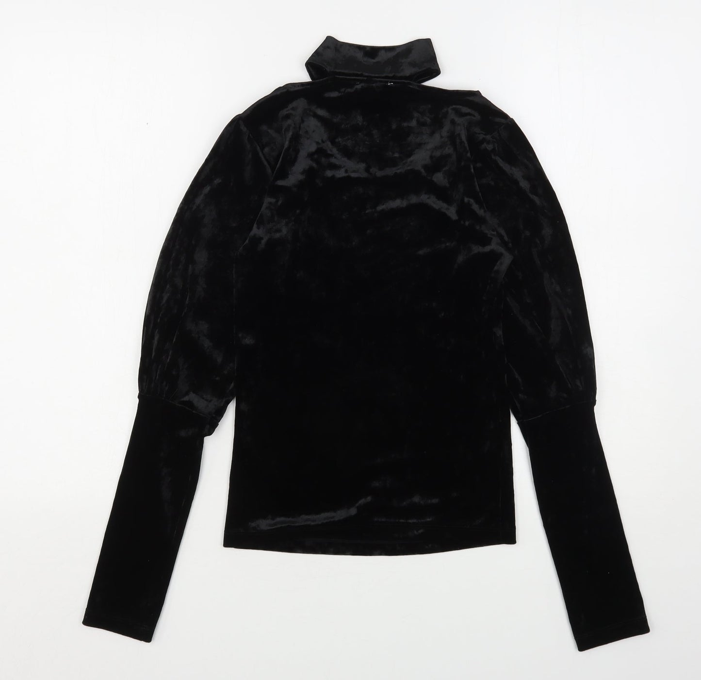 Chloe & Kate Womens Black  Polyester Basic Blouse Size S Round Neck