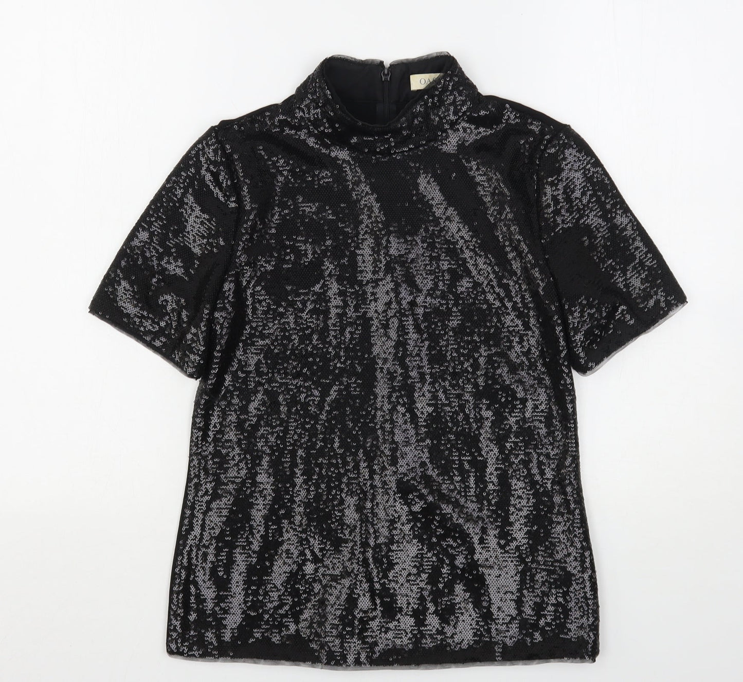 Oasis Womens Black  Polyester Basic Blouse Size XS High Neck