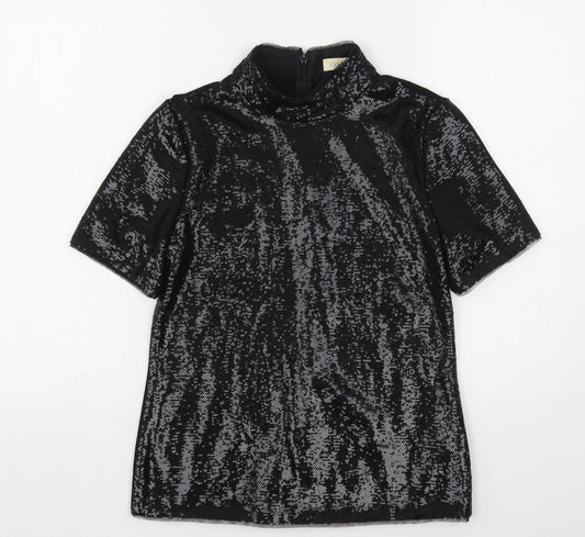 Oasis Womens Black  Polyester Basic Blouse Size XS High Neck