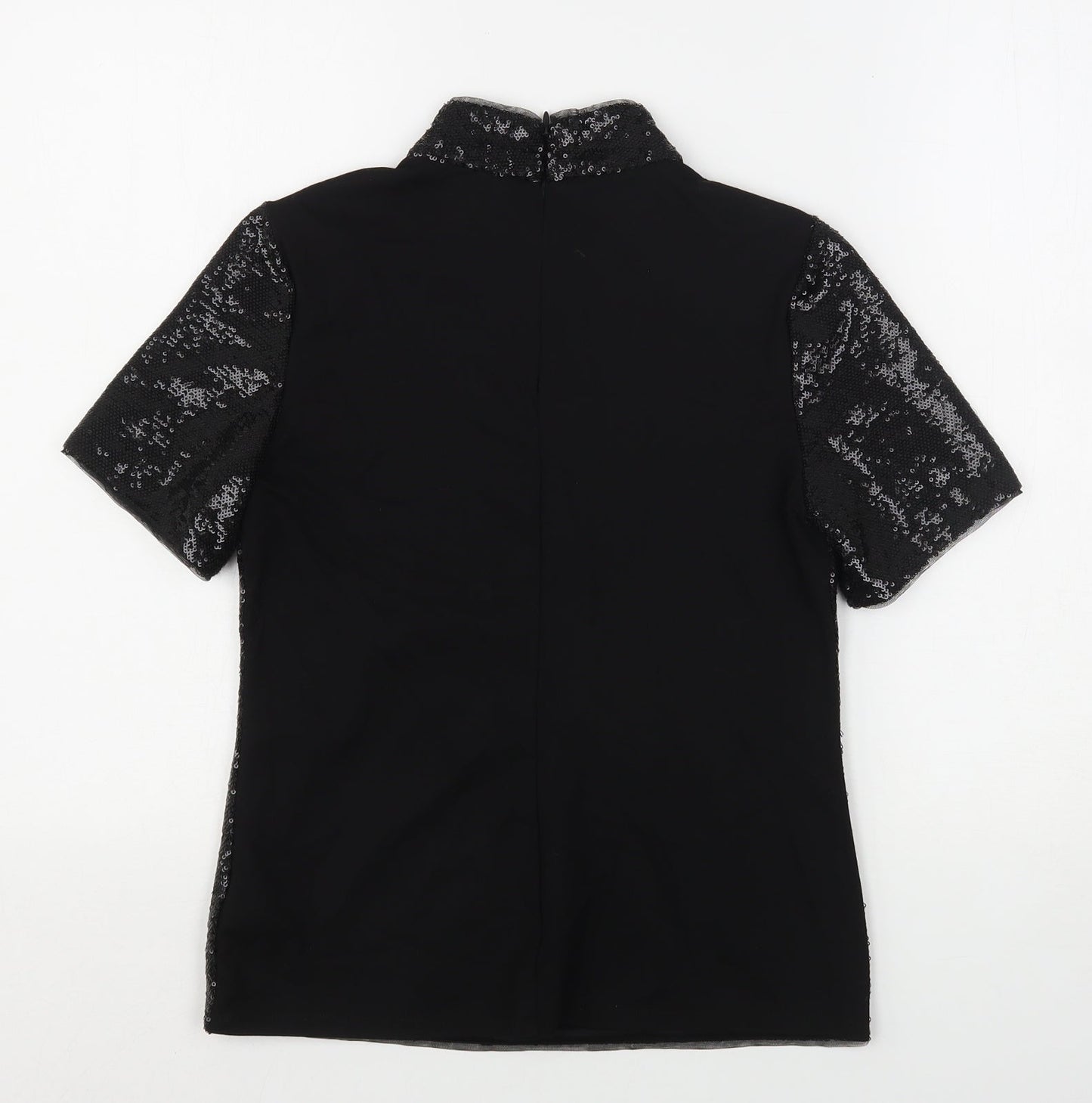 Oasis Womens Black  Polyester Basic Blouse Size XS High Neck