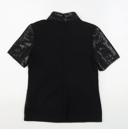 Oasis Womens Black  Polyester Basic Blouse Size XS High Neck