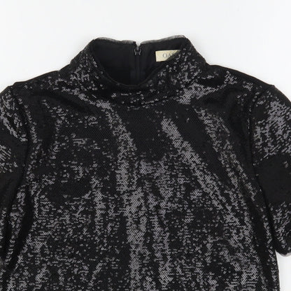 Oasis Womens Black  Polyester Basic Blouse Size XS High Neck