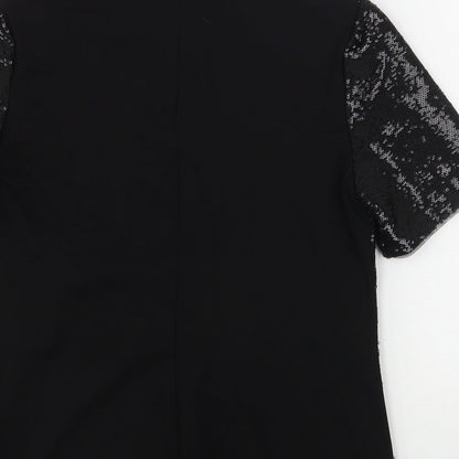 Oasis Womens Black  Polyester Basic Blouse Size XS High Neck