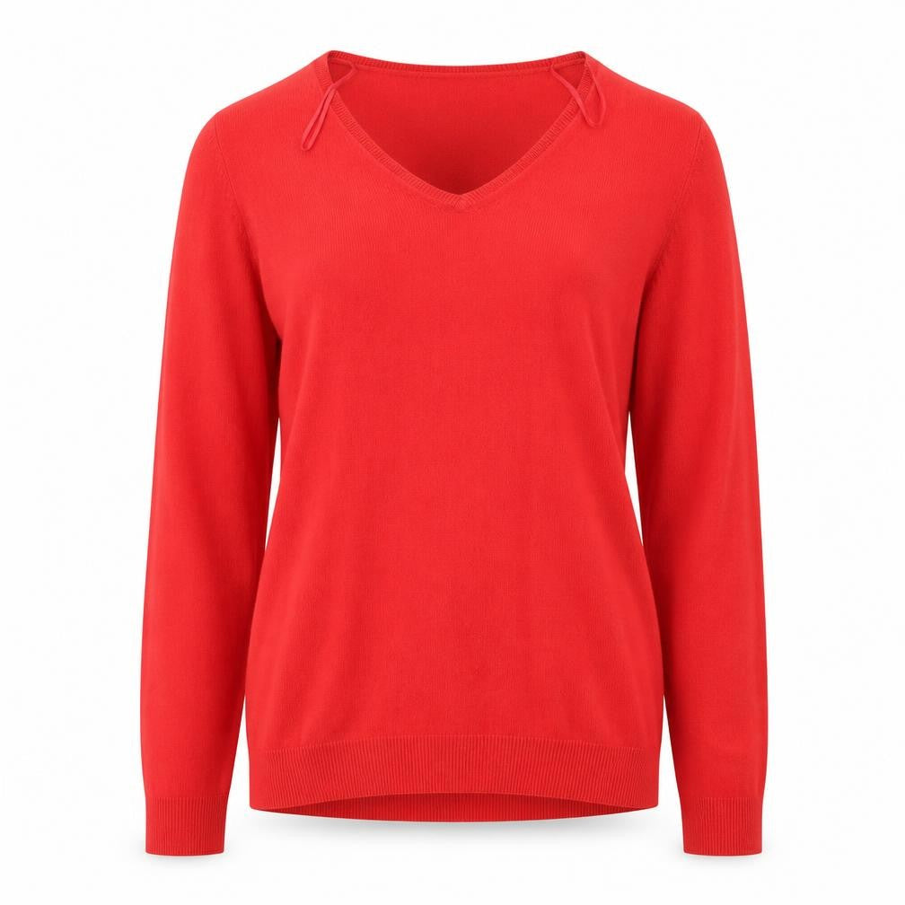 BHS Womens Red V-Neck  Acrylic Pullover Jumper Size 16