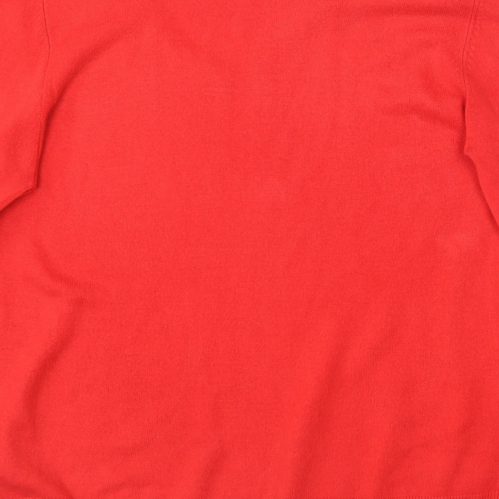 BHS Womens Red V-Neck  Acrylic Pullover Jumper Size 16