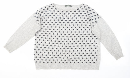 Mini velvet Womens Grey Round Neck Polka Dot Acrylic Pullover Jumper Size 12
