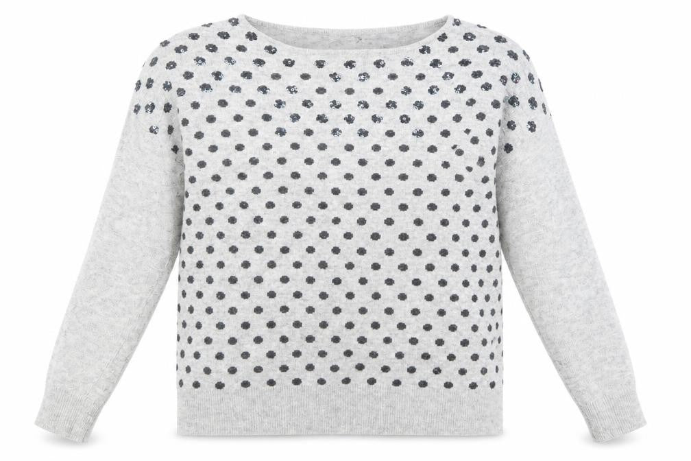 Mini velvet Womens Grey Round Neck Polka Dot Acrylic Pullover Jumper Size 12