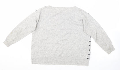 Mini velvet Womens Grey Round Neck Polka Dot Acrylic Pullover Jumper Size 12