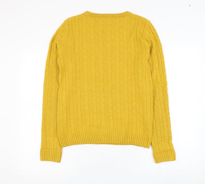 Chemistry Womens Yellow Round Neck  Polyester Pullover Jumper Size S