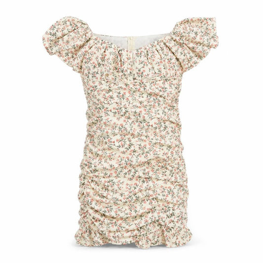 Nasty Gal Womens Beige Floral Polyester Pencil Dress  Size 8  Off the Shoulder Zip