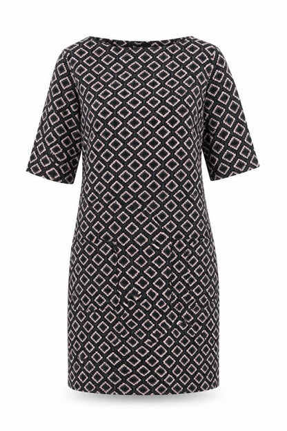 Next Womens Blue Geometric Polyester Shift  Size 8  Round Neck Pullover
