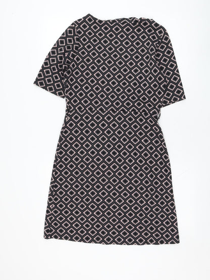 Next Womens Blue Geometric Polyester Shift  Size 8  Round Neck Pullover