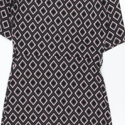 Next Womens Blue Geometric Polyester Shift  Size 8  Round Neck Pullover