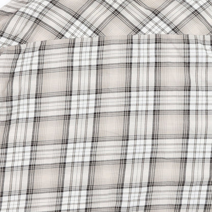 Divided by H&M Mens Beige Check Cotton  Button-Up Size L Collared Button