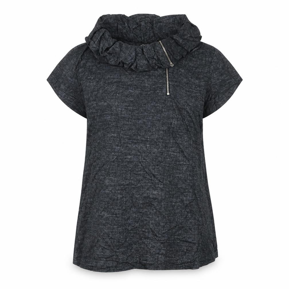 Privilegius Womens Grey  Cotton Basic Blouse Size 14 Round Neck