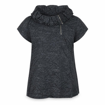 Privilegius Womens Grey  Cotton Basic Blouse Size 14 Round Neck