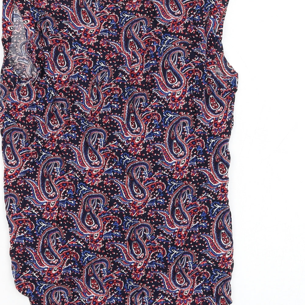 Atmosphere Womens Blue Paisley Viscose Basic Tank Size 10 V-Neck