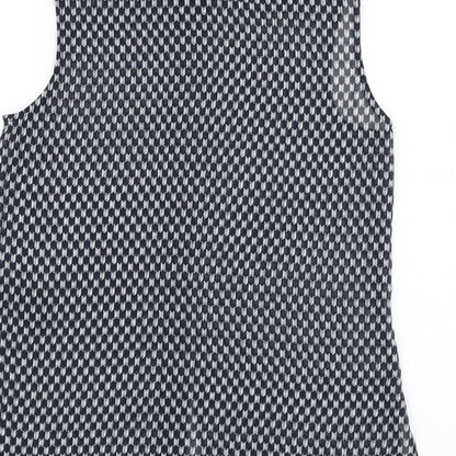 H&M Womens Blue Geometric Polyester Basic Blouse Size 4 Collared