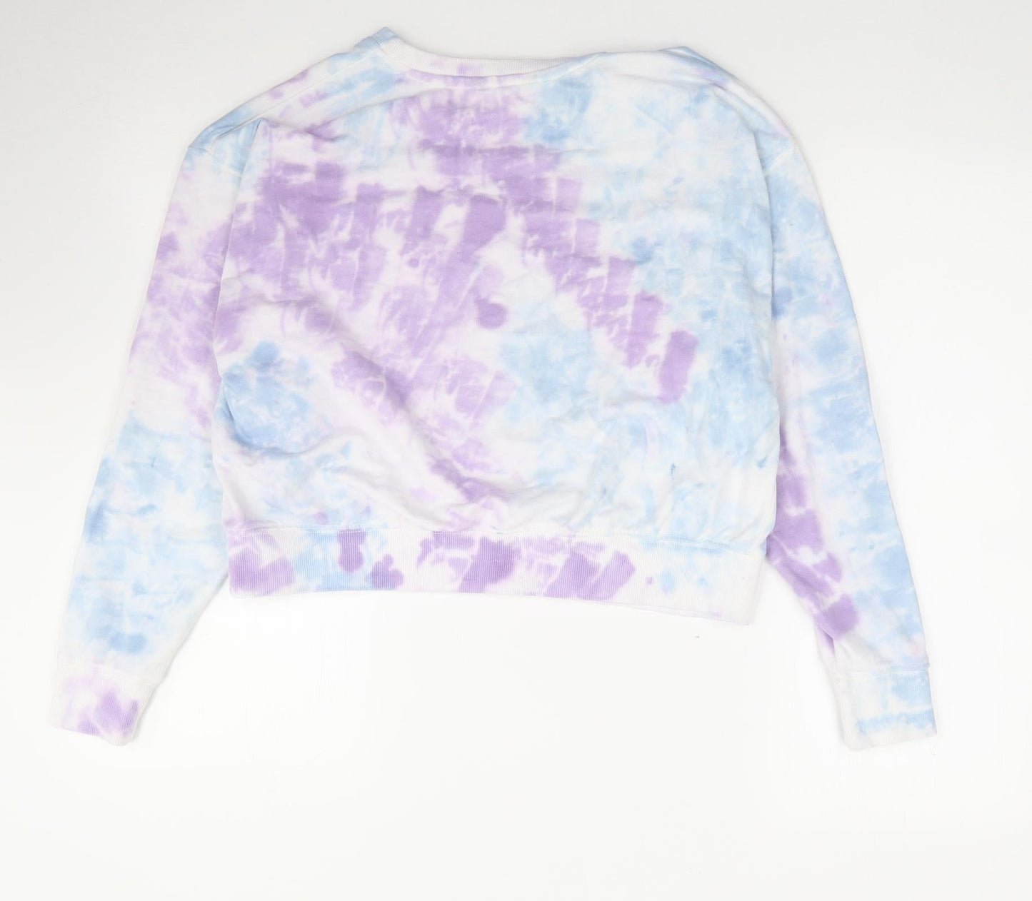 New Look Womens Multicoloured Crew Neck Geometric Cotton Pullover Jumper Size S   - Cropped, Tie Dye