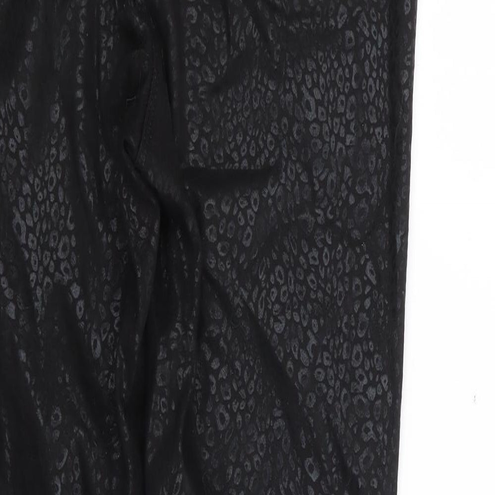 NEXT Womens Black Animal Print Cotton Jegging Trousers Size 10 L29 in Regular