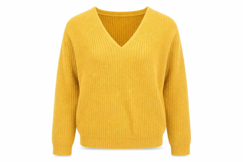 New Look Womens Yellow V-Neck  Acrylic Pullover Jumper Size S