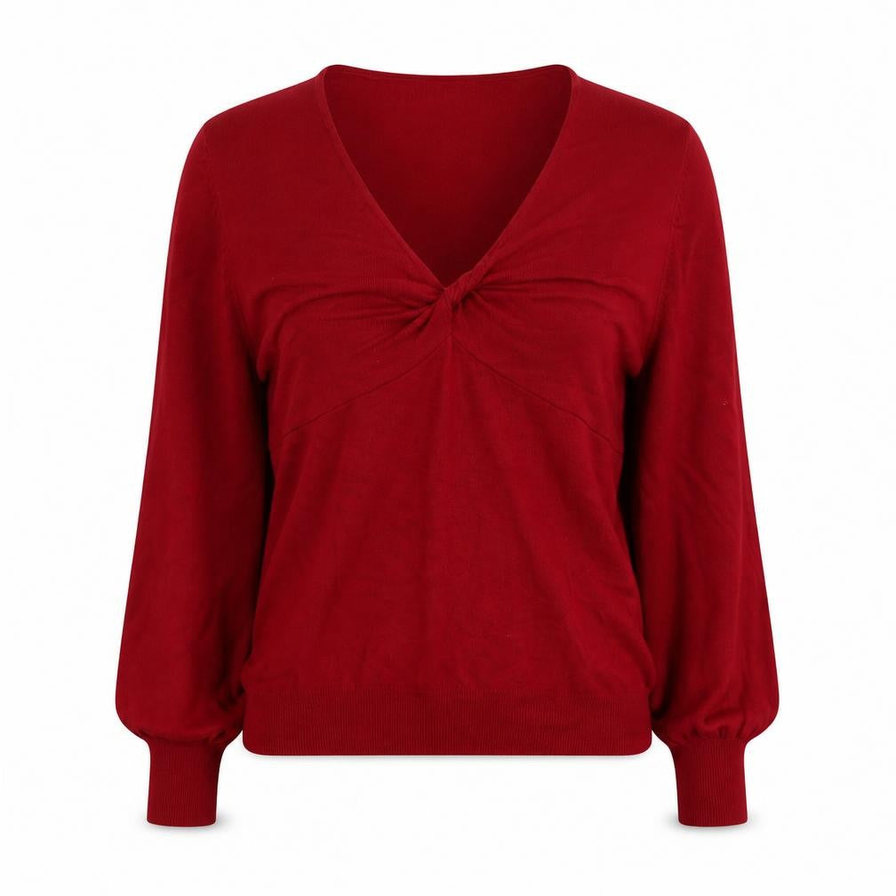 Phose Eight Womens Red V-Neck  Viscose Pullover Jumper Size 12