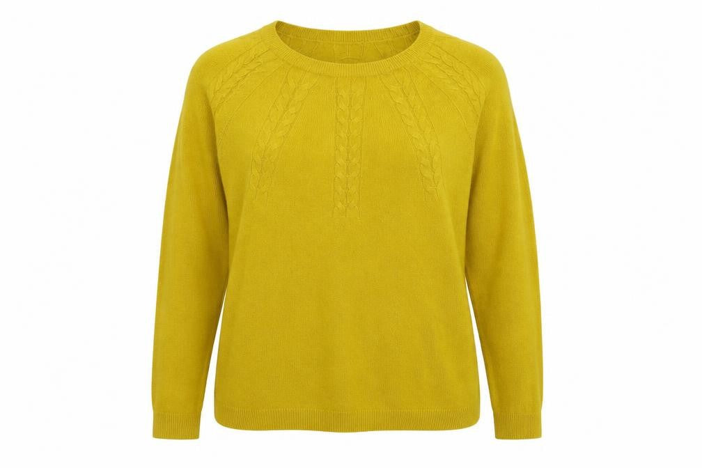 TU Womens Yellow Round Neck  Acrylic Pullover Jumper Size 14