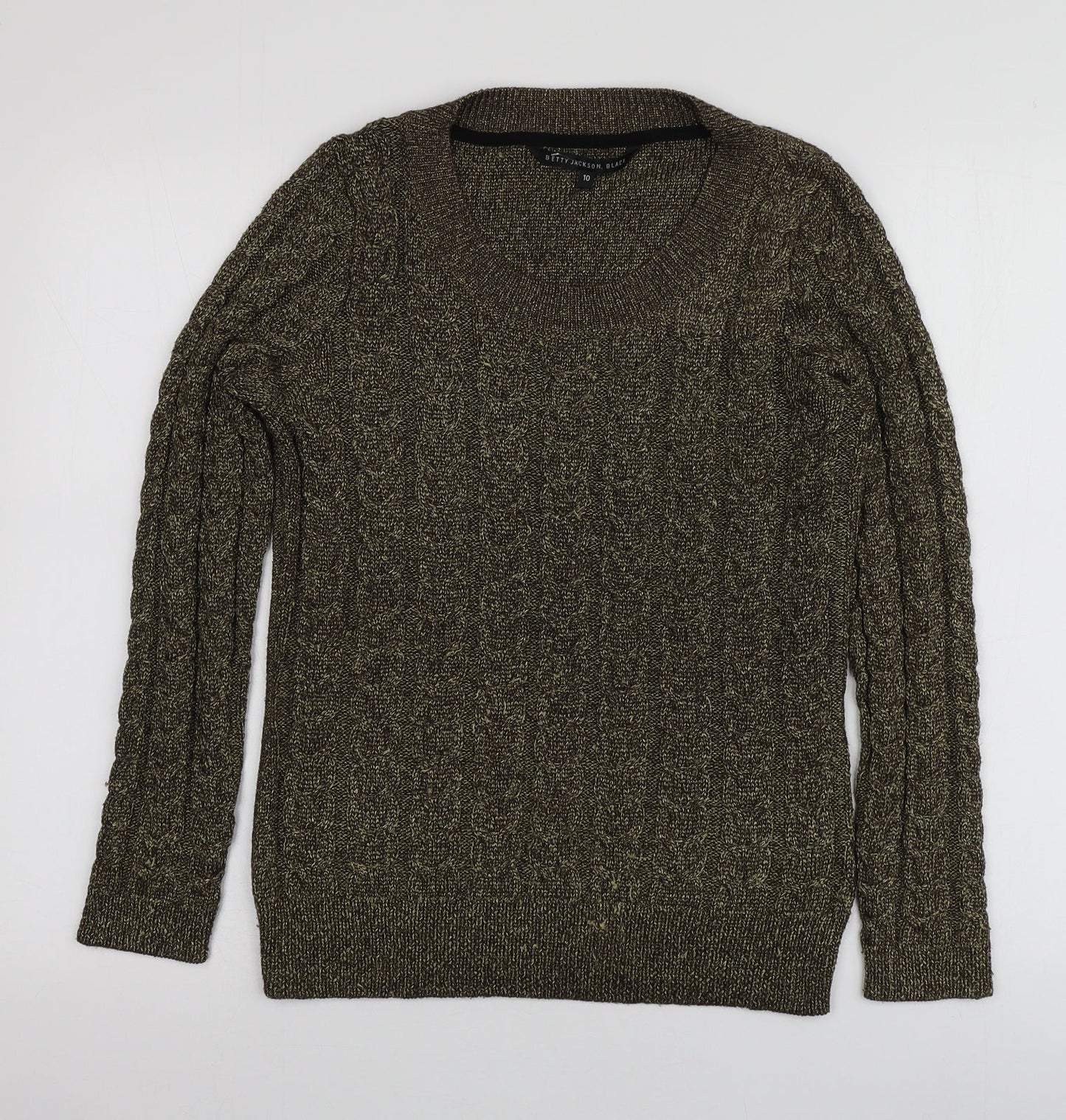 Betty Jackson  Womens Gold Round Neck  Acrylic Pullover Jumper Size 10