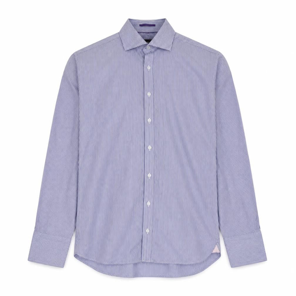 Sartorial Mens Blue Striped Cotton  Button-Up Size 16 Collared