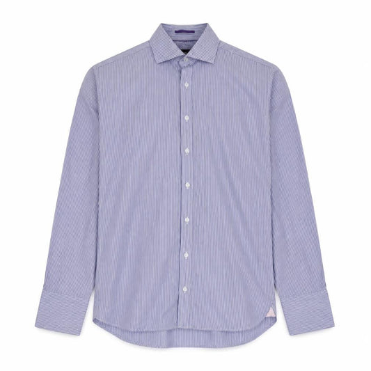 Sartorial Mens Blue Striped Cotton  Button-Up Size 16 Collared