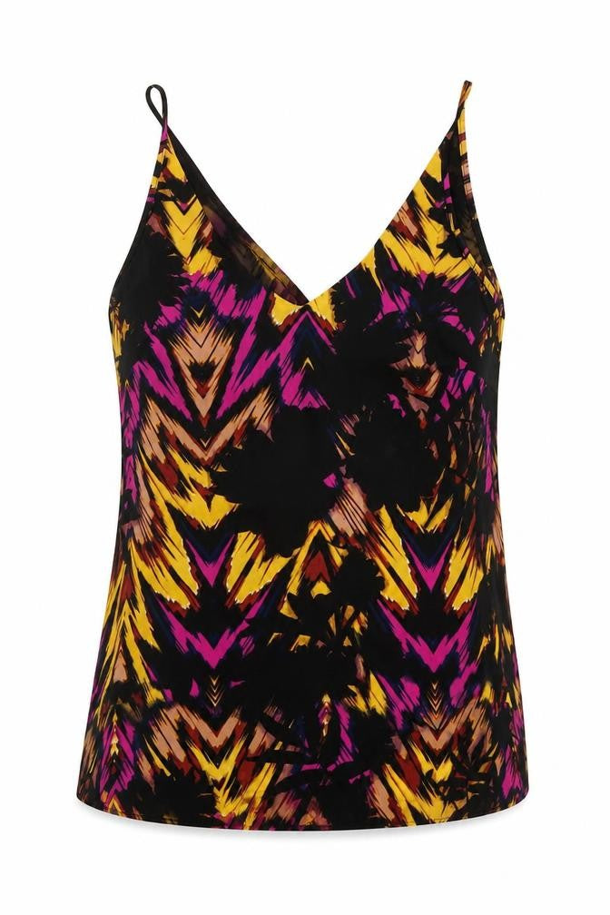 Papaya Womens Multicoloured Geometric Polyester Basic T-Shirt Size 8 V-Neck