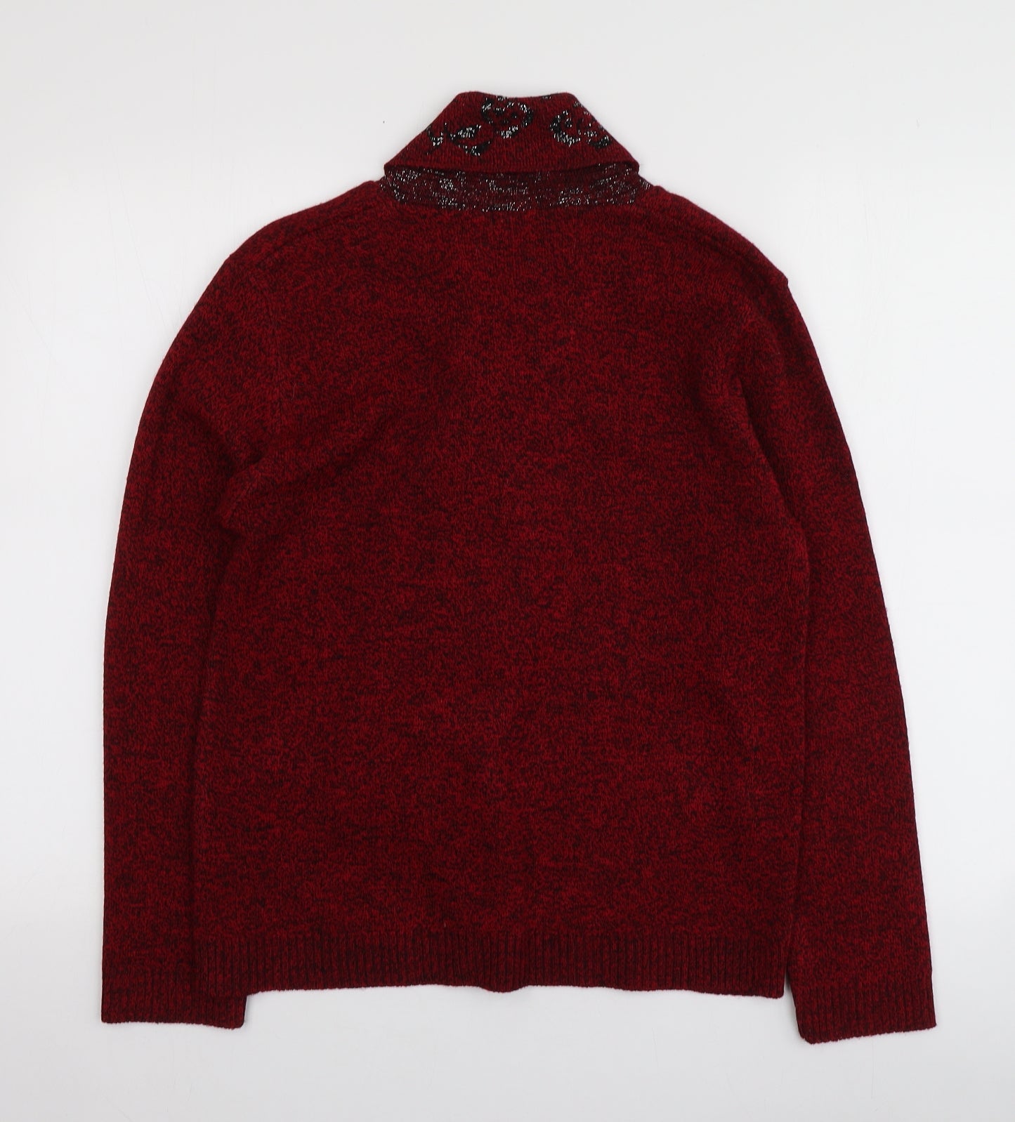 Mia Moda Womens Red V-Neck  Acrylic Pullover Jumper Size S
