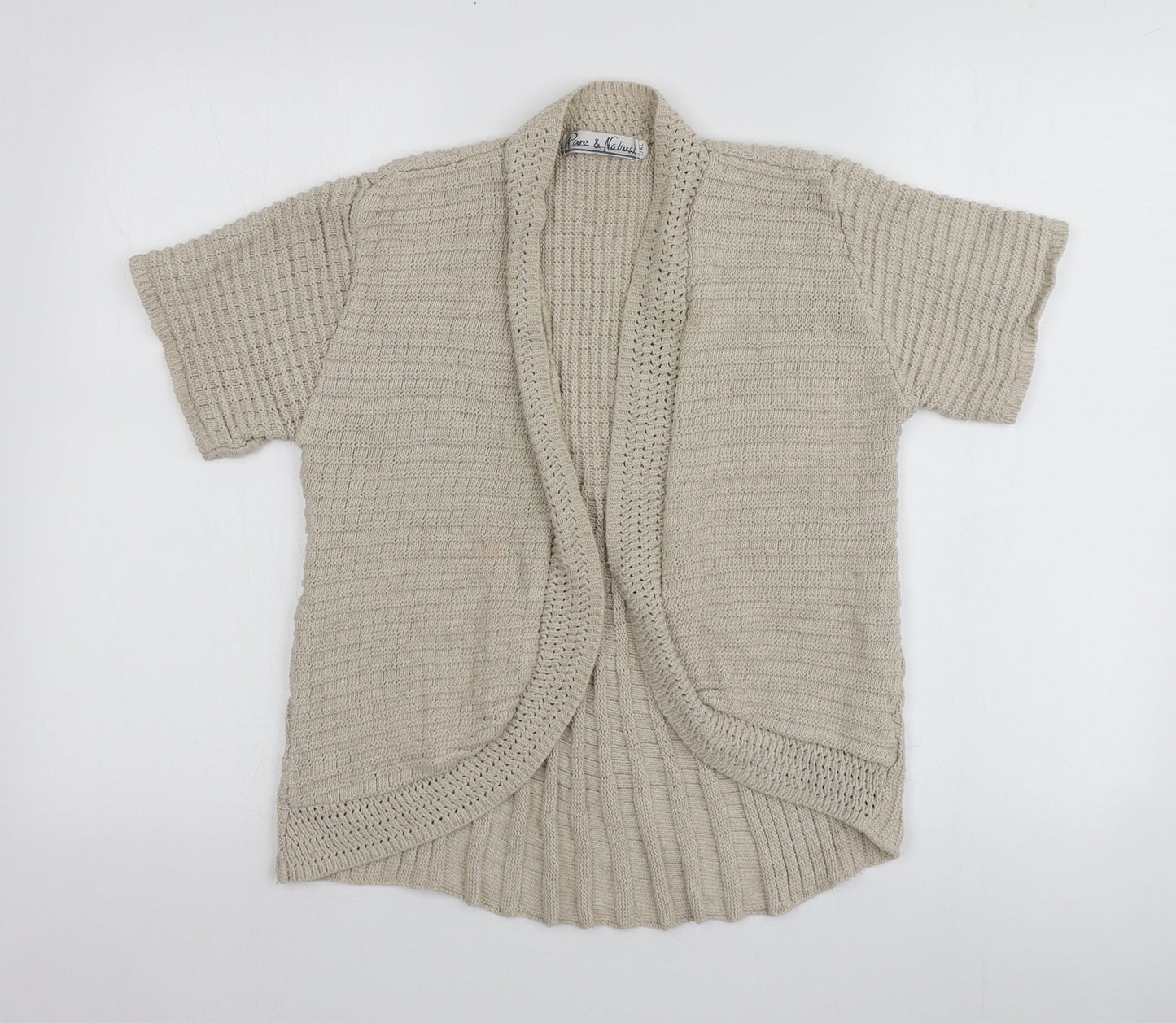 Pure&Natural Womens Beige V-Neck  Cotton Shrug Jumper Size L