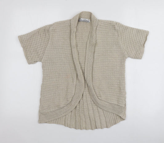 Pure&Natural Womens Beige V-Neck  Cotton Shrug Jumper Size L