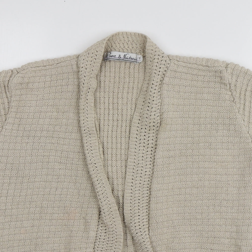 Pure&Natural Womens Beige V-Neck  Cotton Shrug Jumper Size L