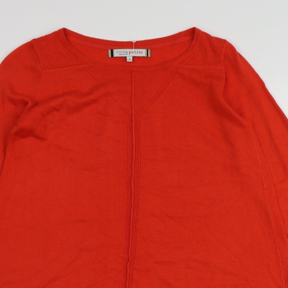 Principles  Womens Orange Round Neck  Polyester Pullover Jumper Size 8