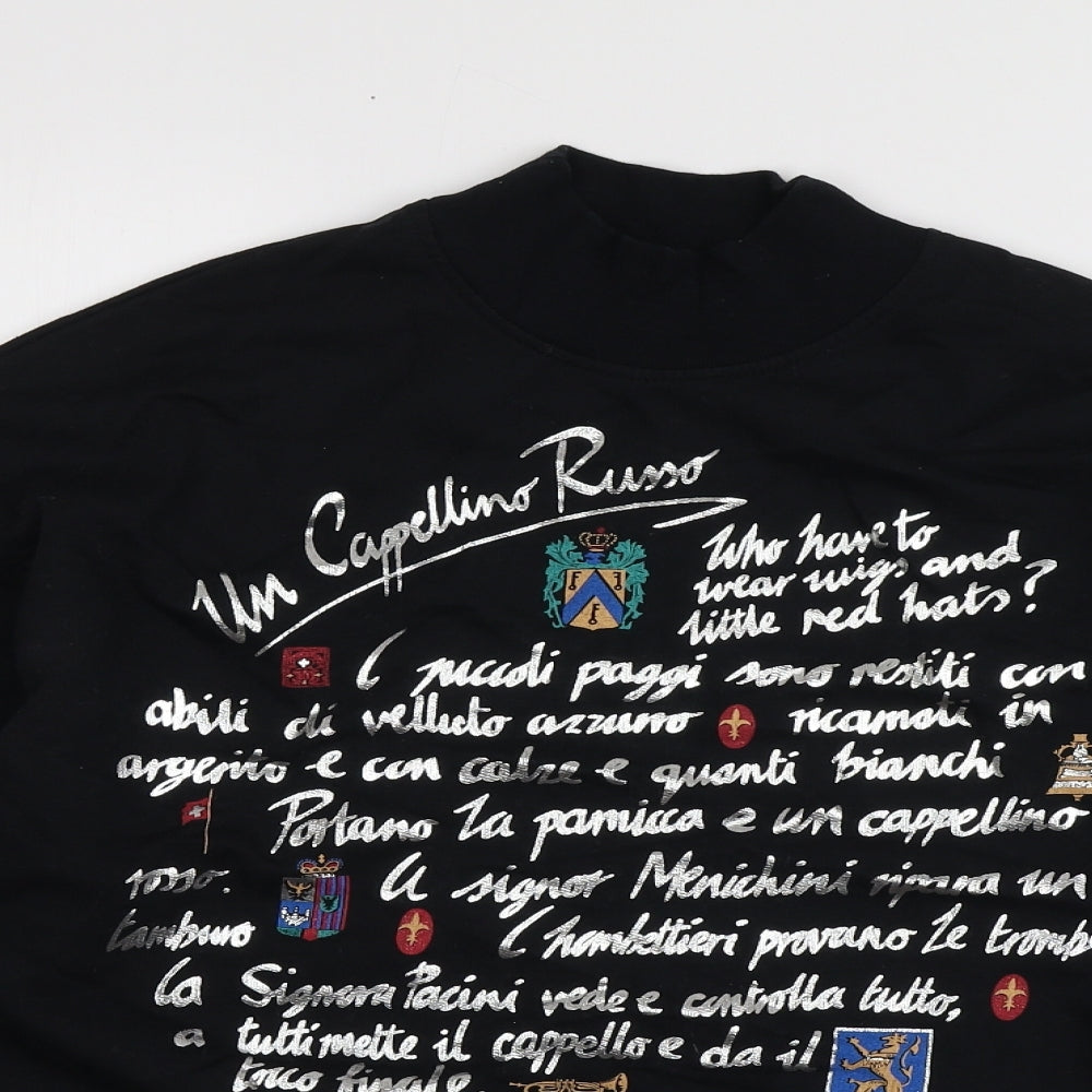 St Michael Womens Black Geometric 100% Cotton Pullover Sweatshirt Size 10