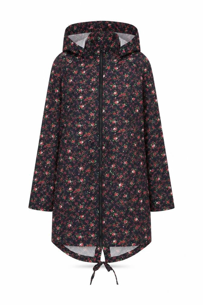 Papaya Womens Black Floral  Parka Jacket Size S