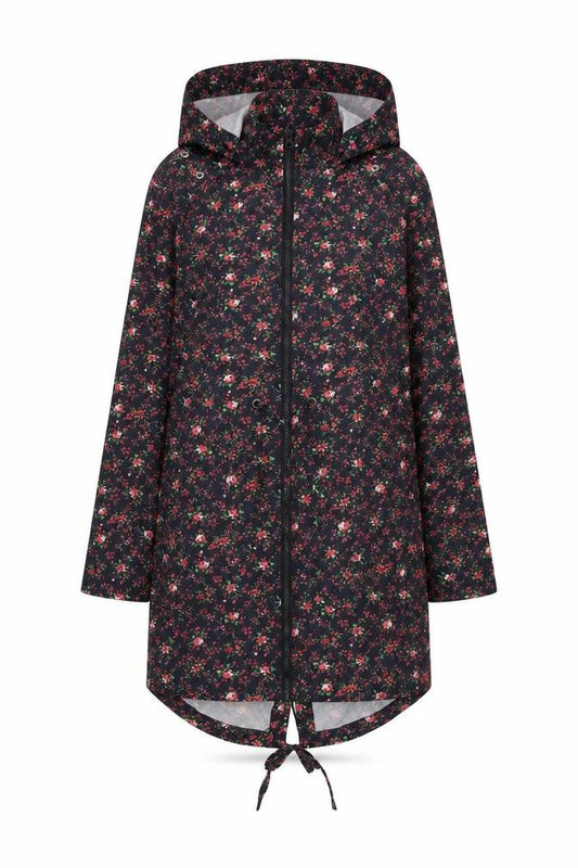 Papaya Womens Black Floral  Parka Jacket Size S