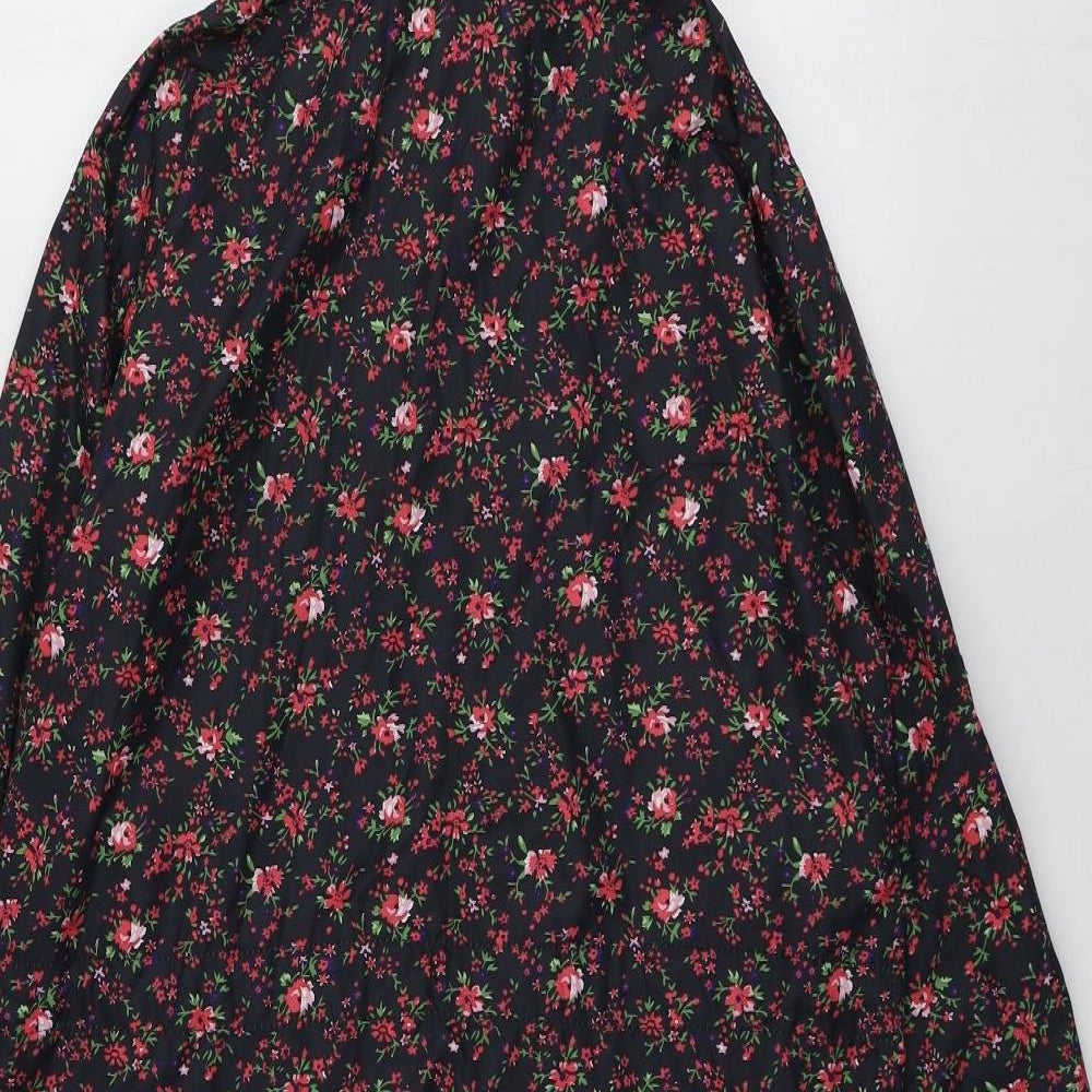 Papaya Womens Black Floral  Parka Jacket Size S