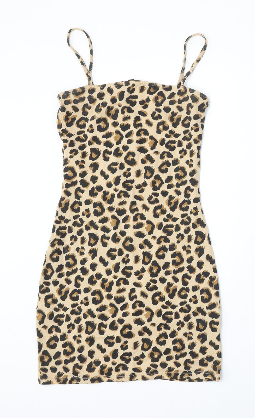 H&M Womens Multicoloured Animal Print Cotton Bodycon  Size 2  Round Neck