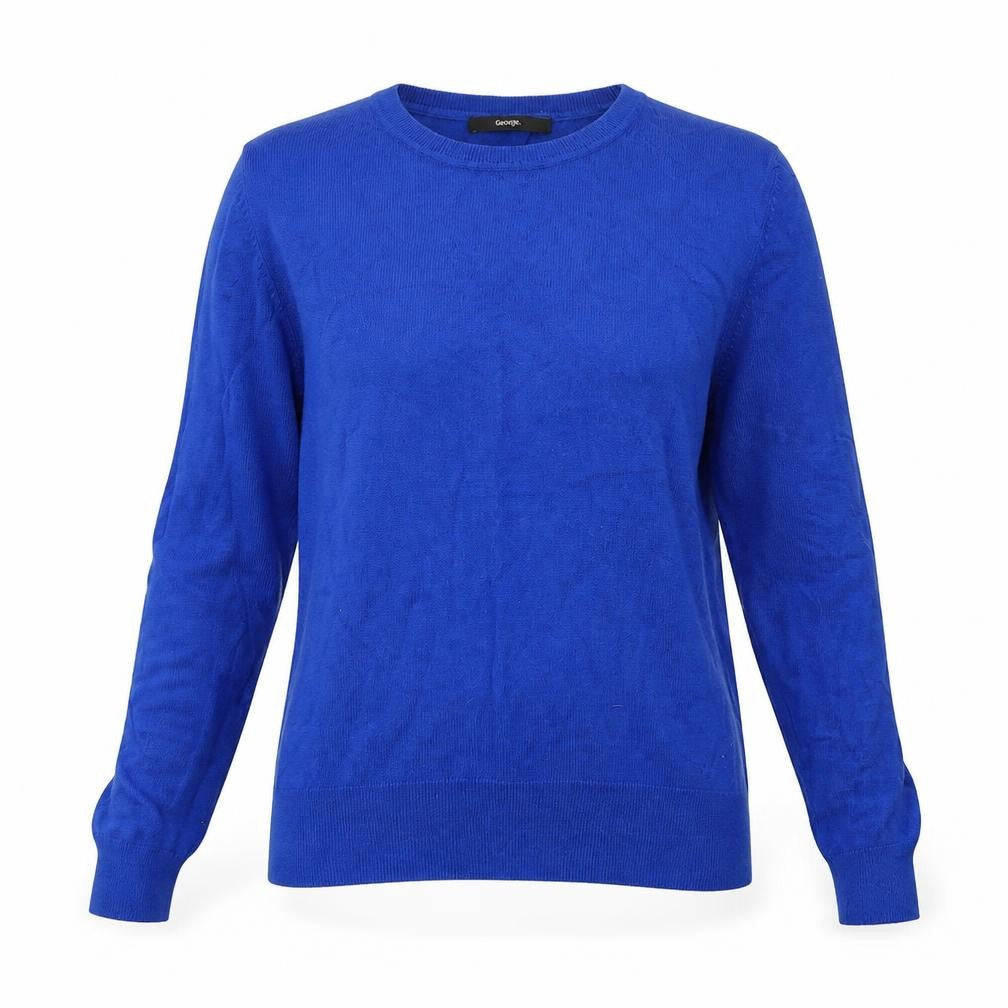 George Womens Blue Round Neck  Viscose Pullover Jumper Size 10