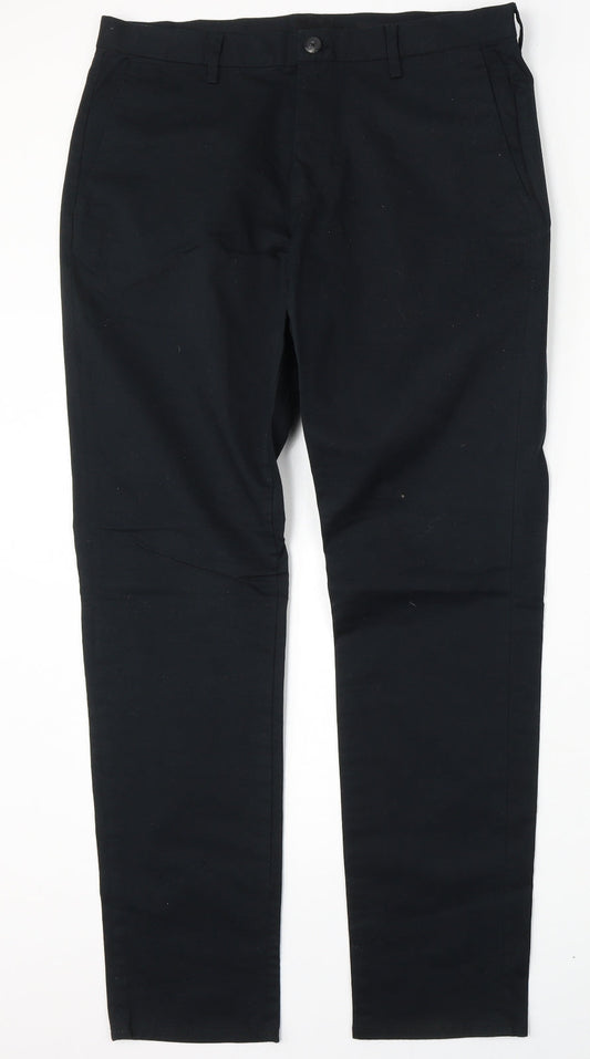H&M Womens Blue  Cotton Straight Jeans Size 34 L30 in Regular Button