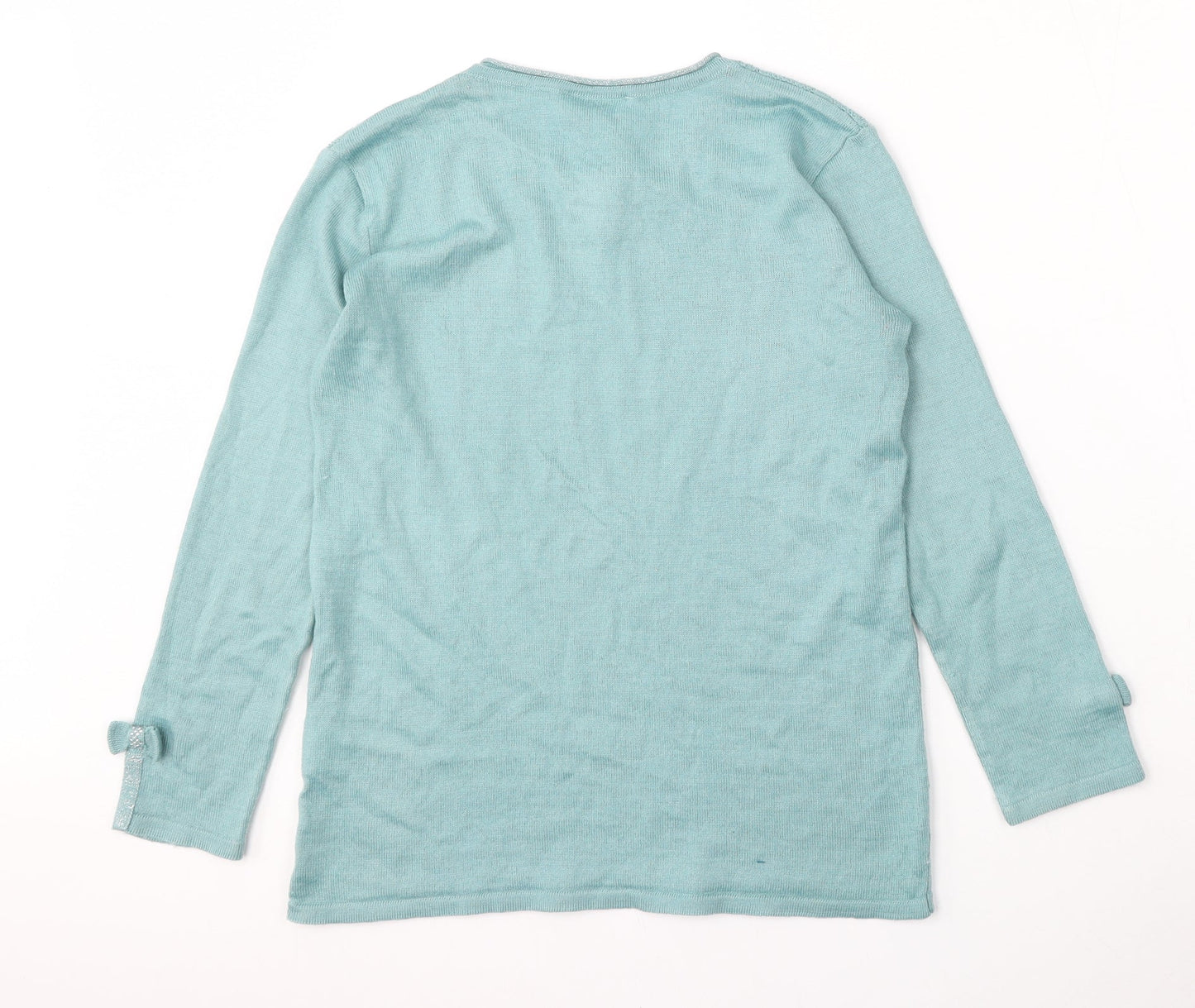 Afibel Womens Blue Round Neck  Acrylic Pullover Jumper Size 14