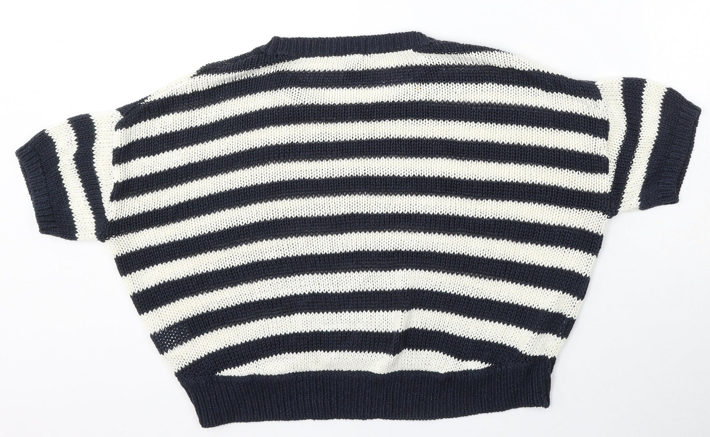 H&M Womens Multicoloured Round Neck Striped Acrylic Pullover Jumper Size S