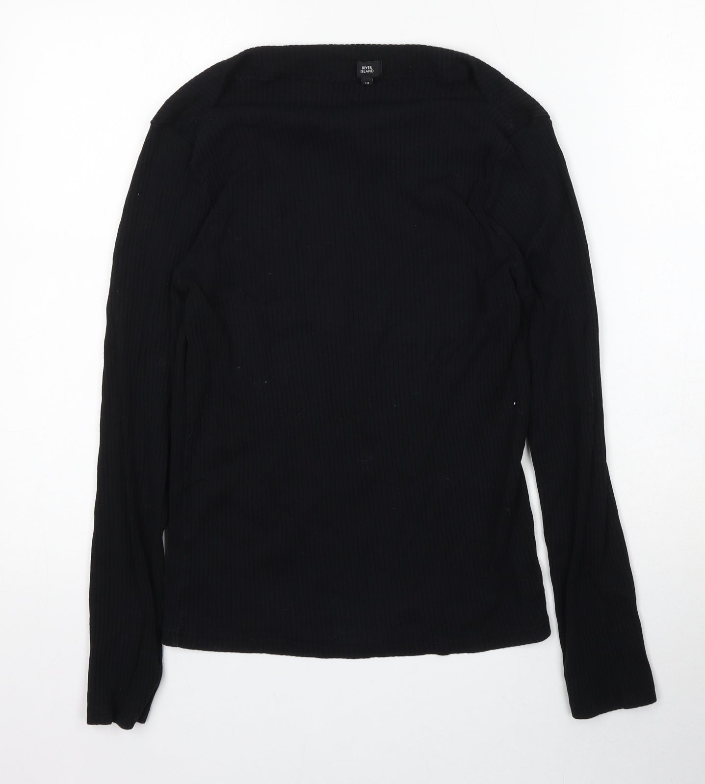 River Island Womens Black Square Neck  Cotton Pullover Jumper Size 12