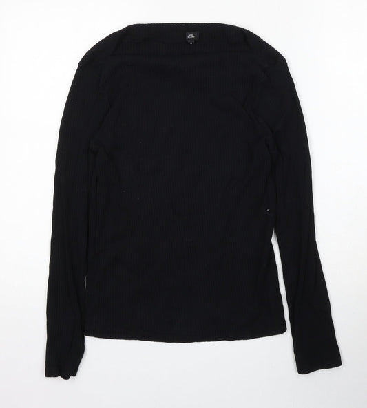 River Island Womens Black Square Neck  Cotton Pullover Jumper Size 12
