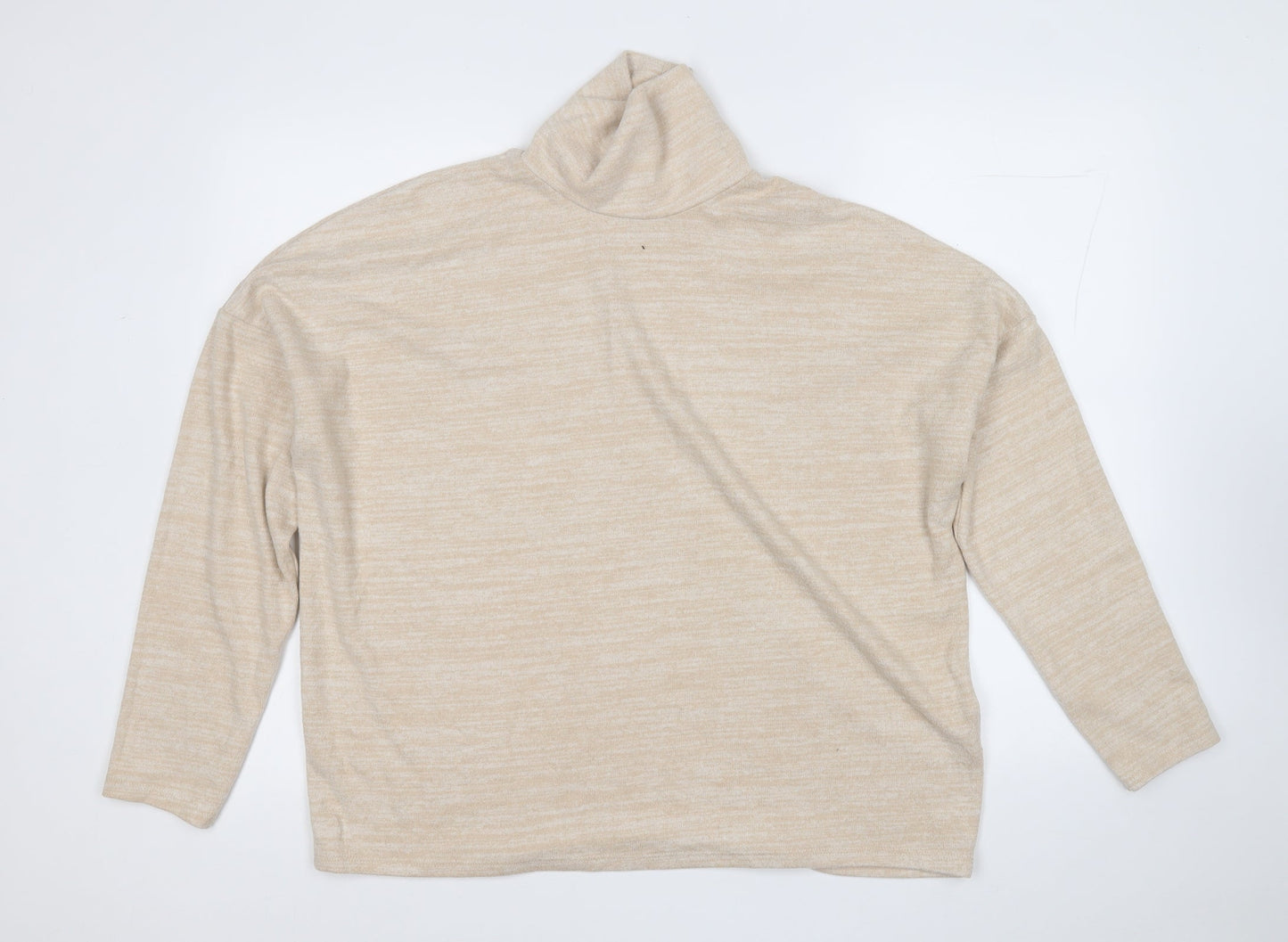 H&M Womens Beige Mock Neck  Viscose Pullover Jumper Size L